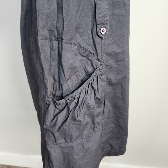 Boxfresh Shirt Dress Womens Medium Utility Gray Roll Tab Sleeve Cargo Pockets - Picture 4 of 16